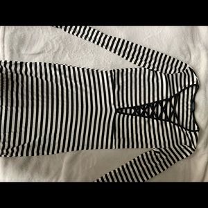 Stripped Dress with Lace-Up Neckline